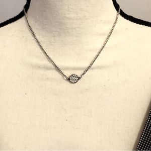 Necklace, silver tone faux jewel